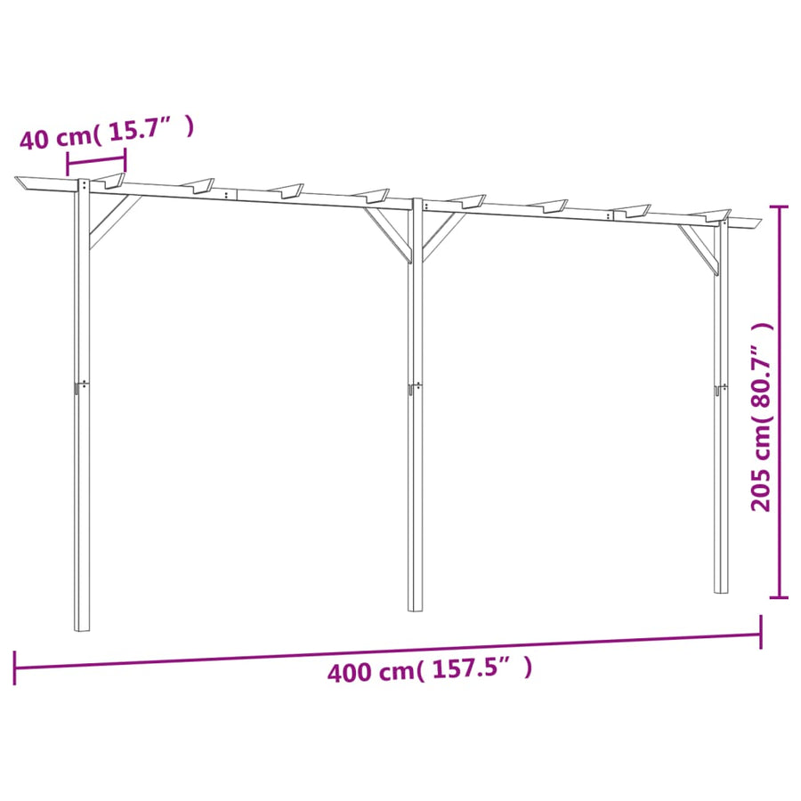 Pergola Hout 400 x 40 x 205 cm