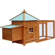 Kippenhok met nestkast 190x72x102 cm massief vurenhout rood