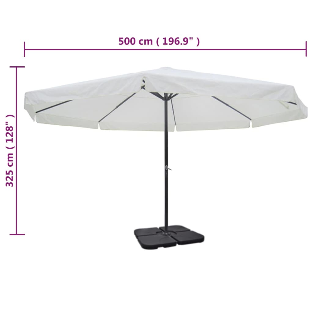 Parasol Met Draagbare Voet Aluminium () 1 Wit