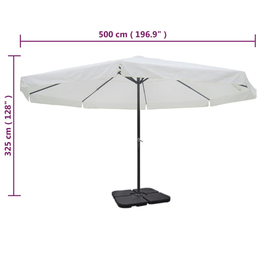 Parasol Met Draagbare Voet Aluminium () 1 Wit