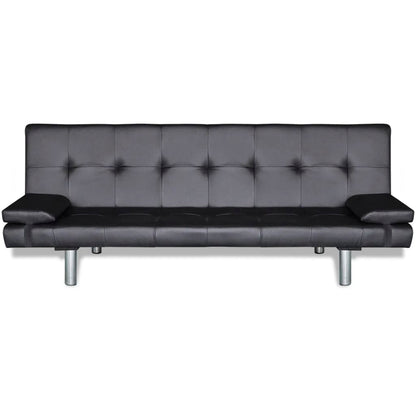 Slaapbank Met Twee Kussens Verstelbaar Kunstleer Zwart