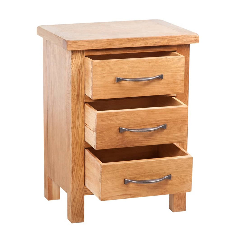 Nachtkastje met 3 lades 40x30x54 cm massief eikenhout