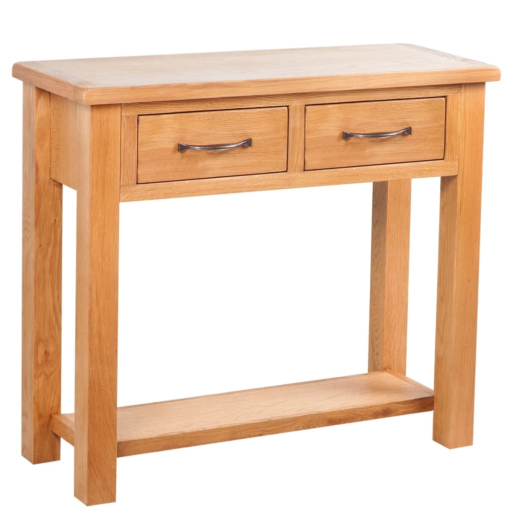 Wandtafel met 2 lades 83x30x73 cm massief eikenhout