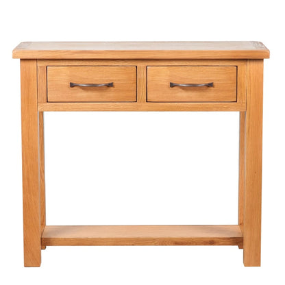 Wandtafel met 2 lades 83x30x73 cm massief eikenhout