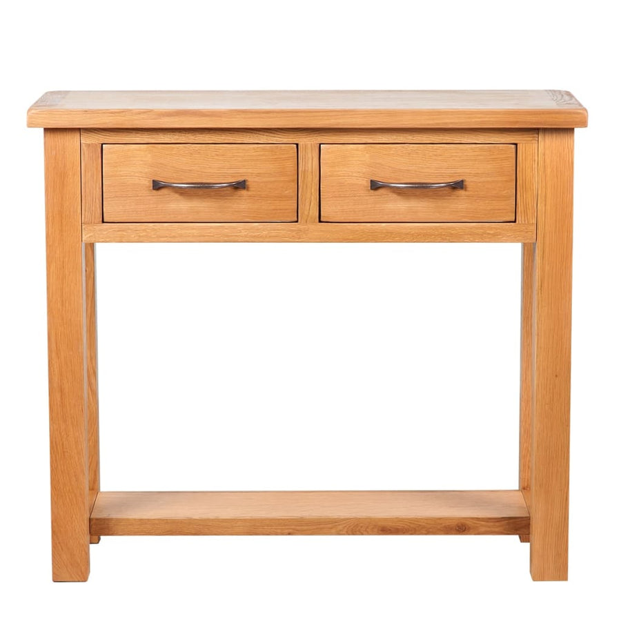 Wandtafel met 2 lades 83x30x73 cm massief eikenhout