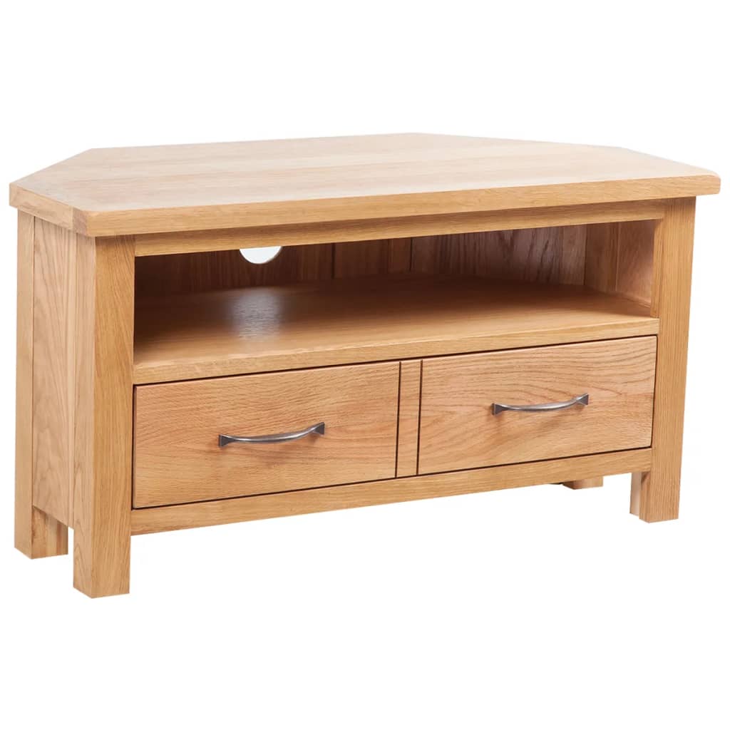 Tv-Meubel Met Lade 88X42X46 Cm Massief Eikenhout 1 Bruin