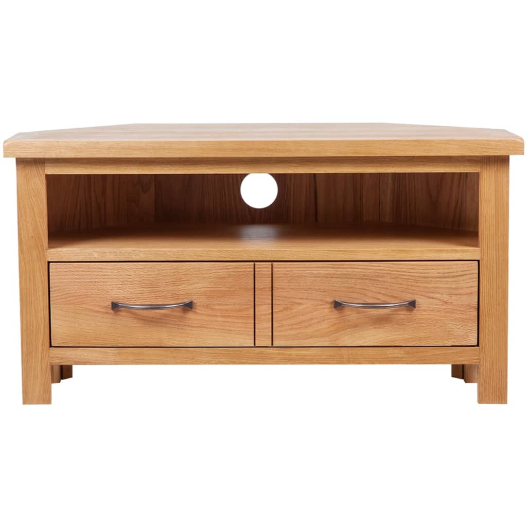 Tv-Meubel Met Lade 88X42X46 Cm Massief Eikenhout 1 Bruin