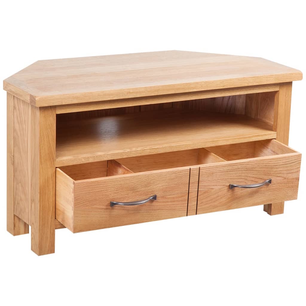 Tv-Meubel Met Lade 88X42X46 Cm Massief Eikenhout 1 Bruin