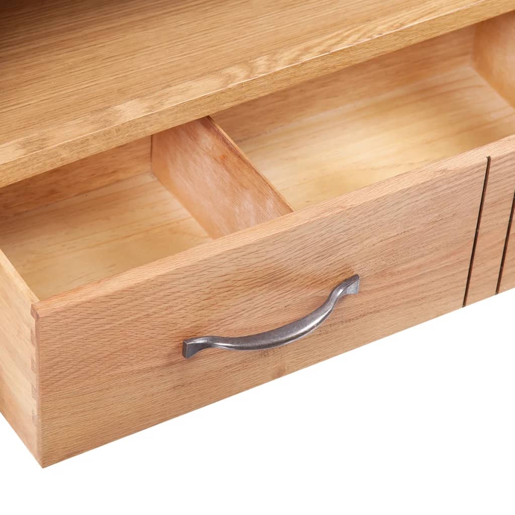 Tv-Meubel Met Lade 88X42X46 Cm Massief Eikenhout 1 Bruin