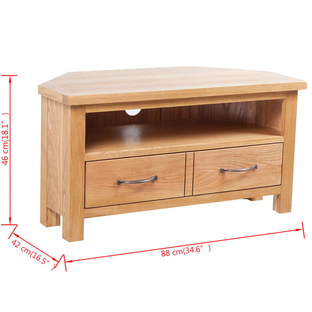 Tv-Meubel Met Lade 88X42X46 Cm Massief Eikenhout 1 Bruin