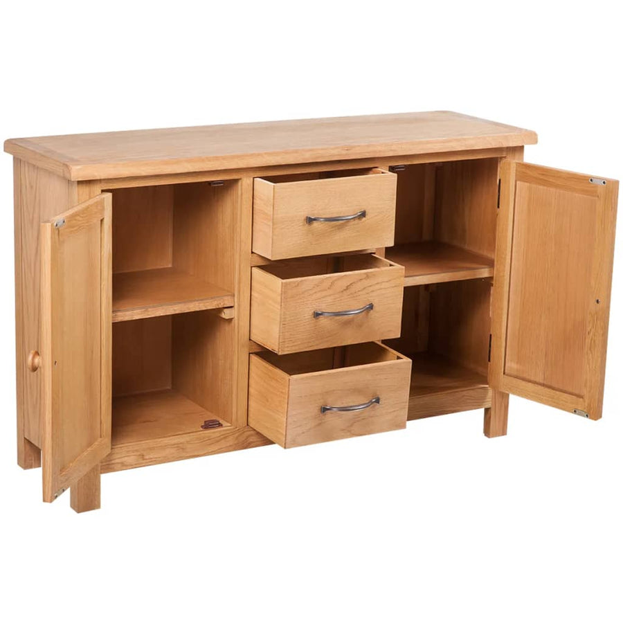 Dressoir met 3 lades 110x33,5x70 cm massief eikenhout