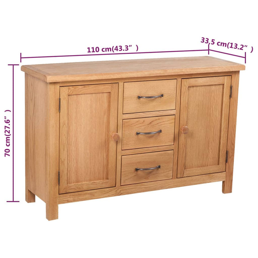 Dressoir met 3 lades 110x33,5x70 cm massief eikenhout