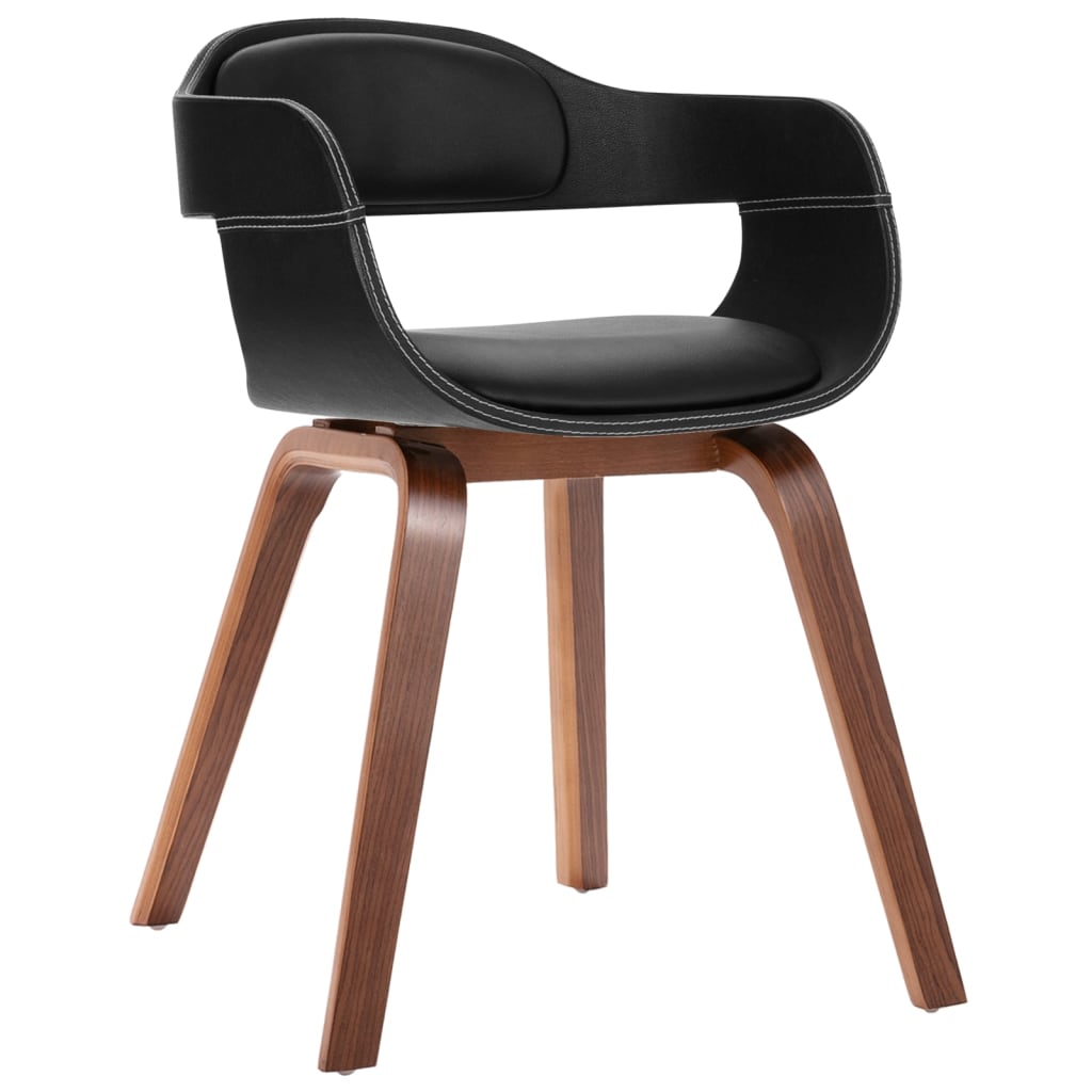 Eetkamerstoel Gebogen Hout En Kunstleer 1 Zwart