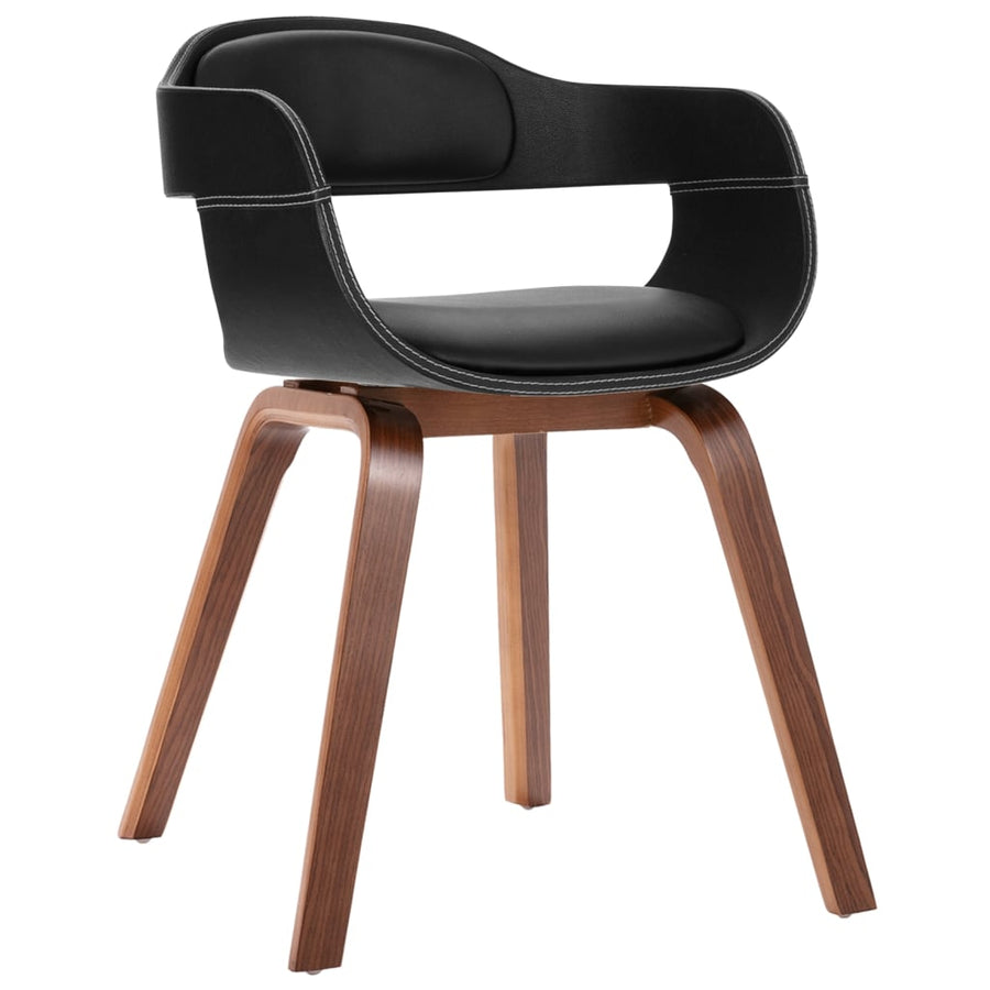 Eetkamerstoel Gebogen Hout En Kunstleer 1 Zwart