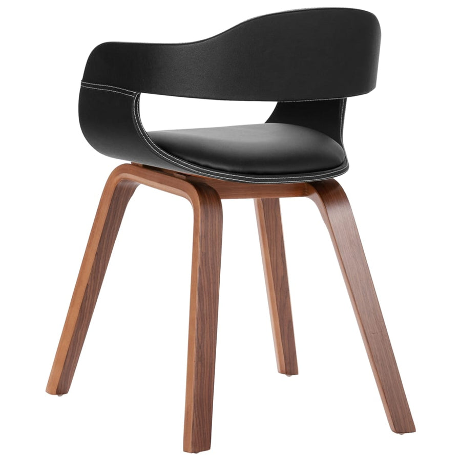 Eetkamerstoel Gebogen Hout En Kunstleer 1 Zwart
