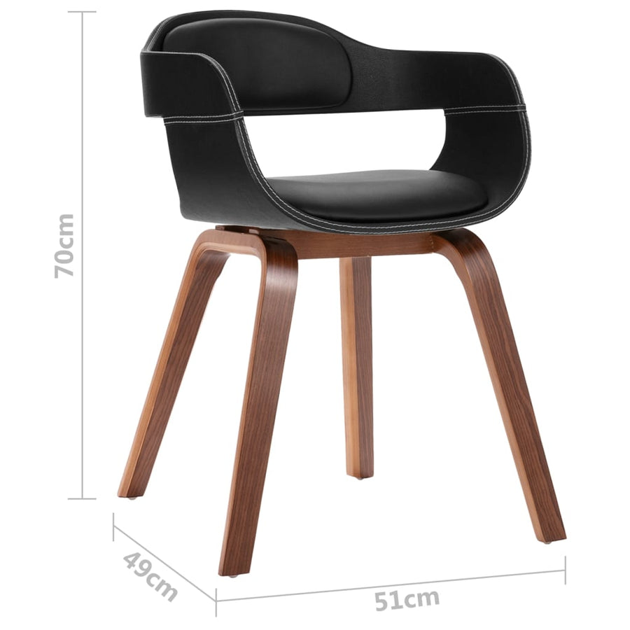 Eetkamerstoel Gebogen Hout En Kunstleer 1 Zwart
