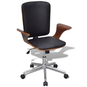 Kantoorstoel gebogen hout kunstleer 69x57x88.5-97.5 cm
