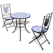 3-Piece Bistro Set Ceramic Tile Blue and White