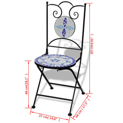 -Delige Bistroset Keramische Tegel Blauw en wit Rond