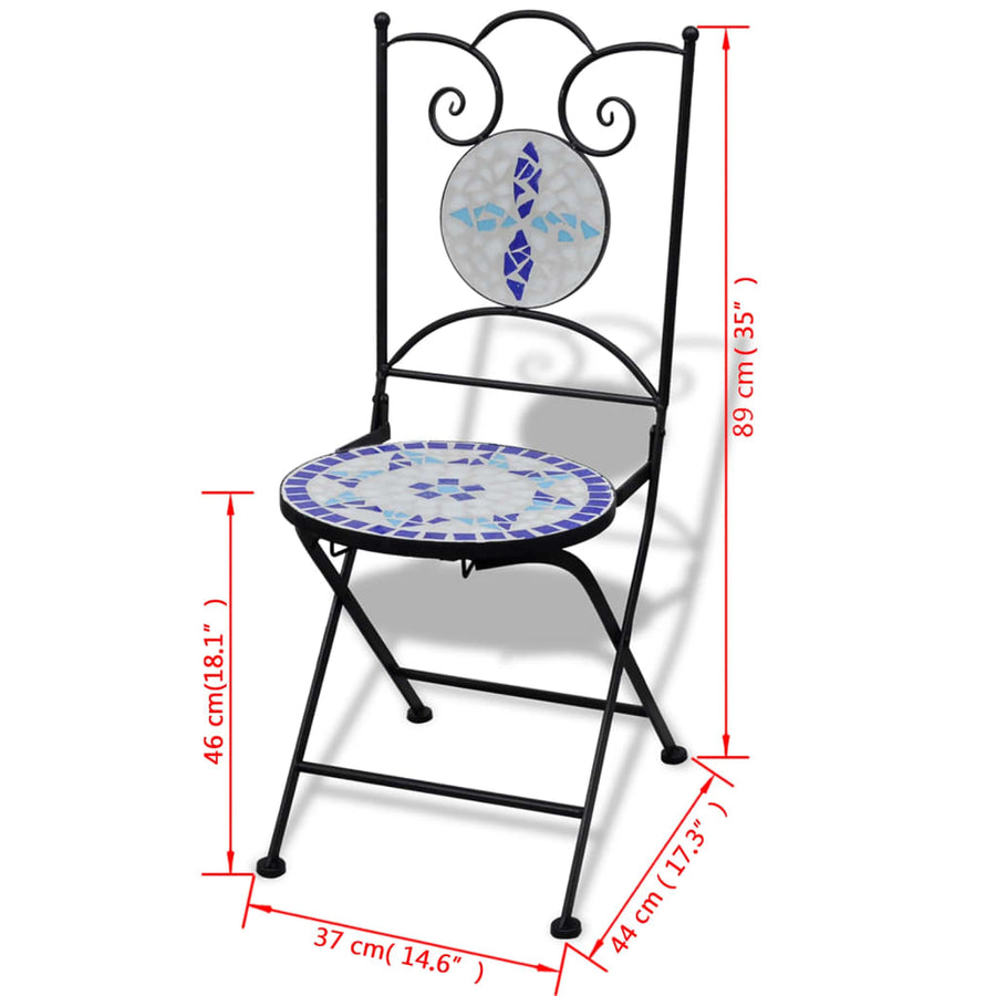 -Delige Bistroset Keramische Tegel Blauw en wit Rond
