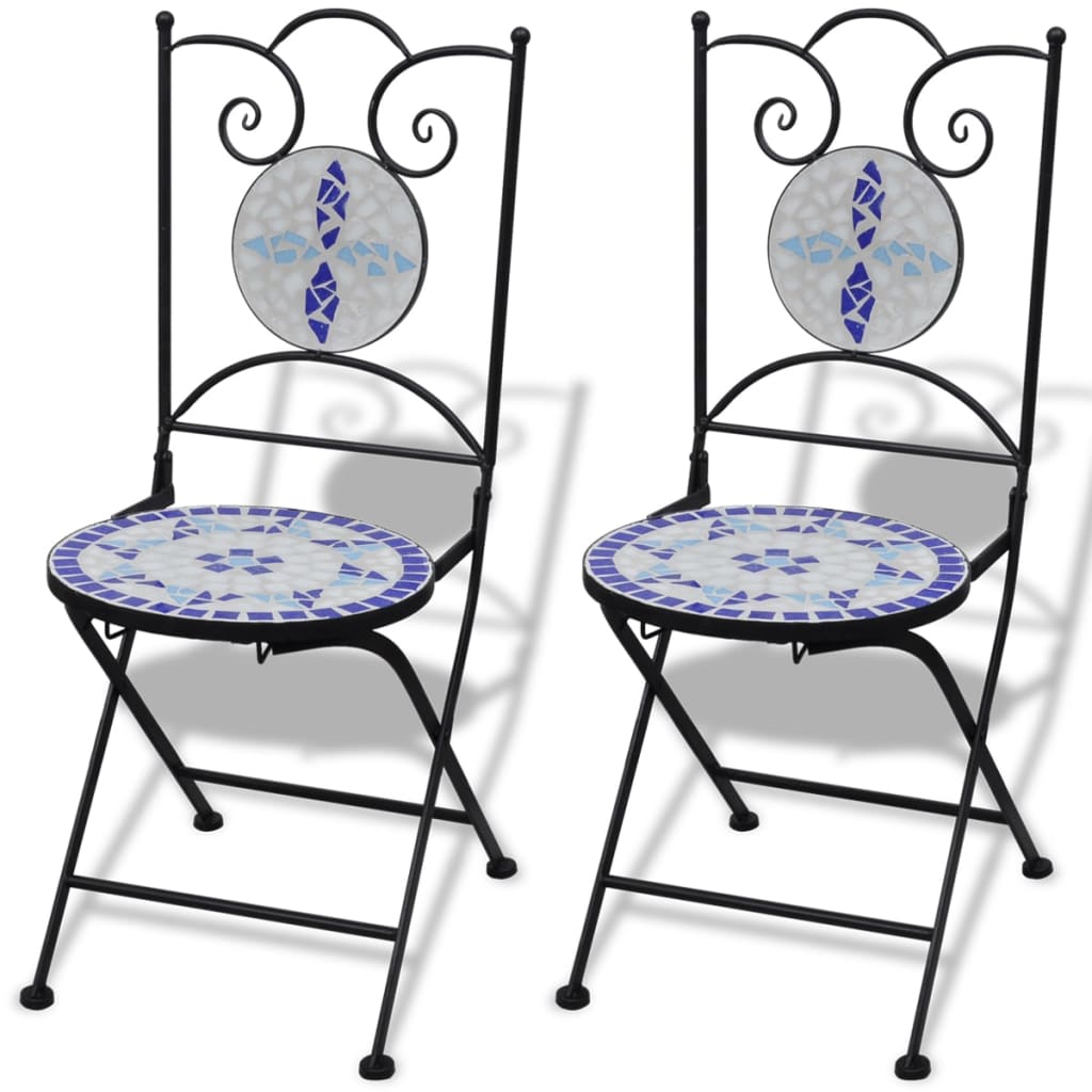 -Delige Bistroset Keramische Tegel Blauw en wit Rond