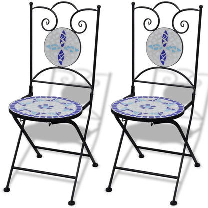 -Delige Bistroset Keramische Tegel Blauw en wit Rond
