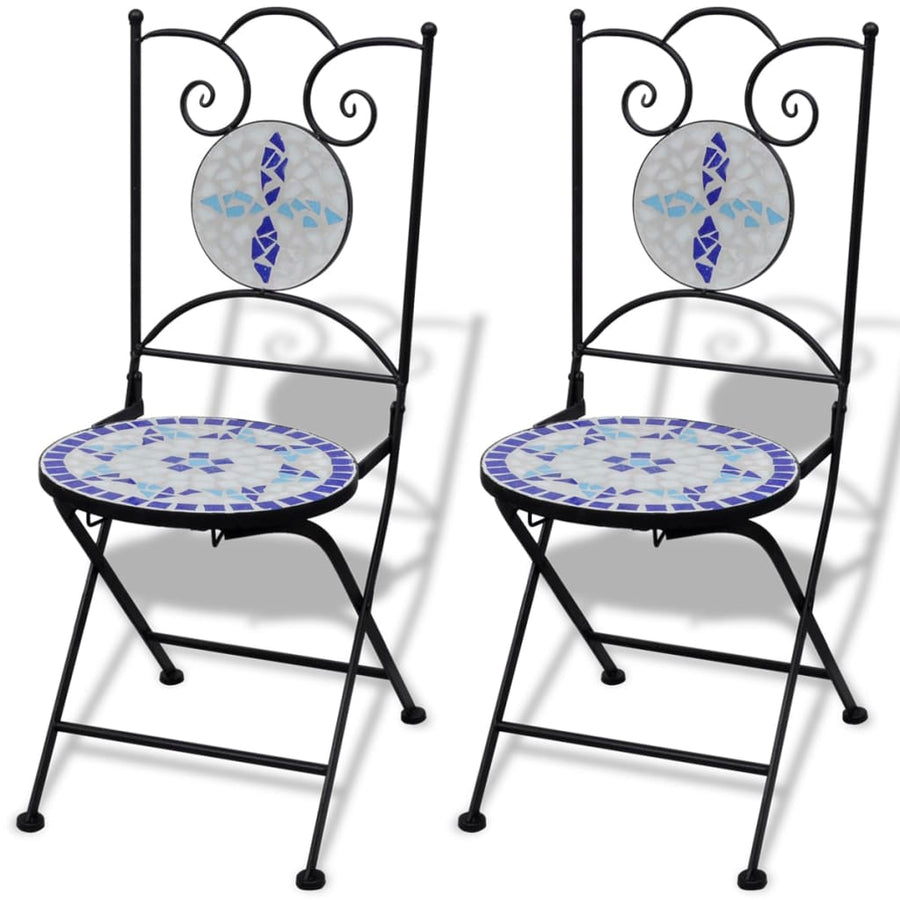 -Delige Bistroset Keramische Tegel Blauw en wit Rond