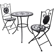 3-piece Bistro Set ceramic tile black and white