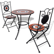 3-piece Bistro Set ceramic tile terracotta and white