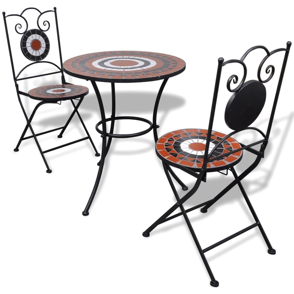 -Delige Bistroset Keramische Tegel Terracotta en wit Rond