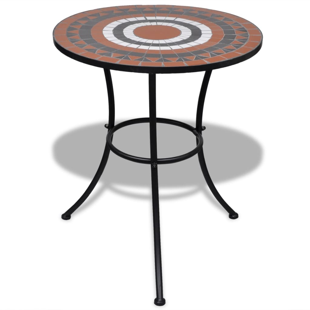 -Delige Bistroset Keramische Tegel Terracotta en wit Rond
