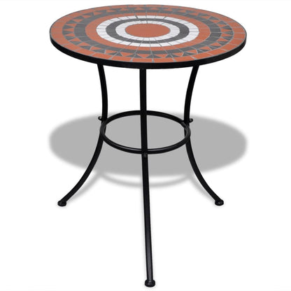 -Delige Bistroset Keramische Tegel Terracotta en wit Rond