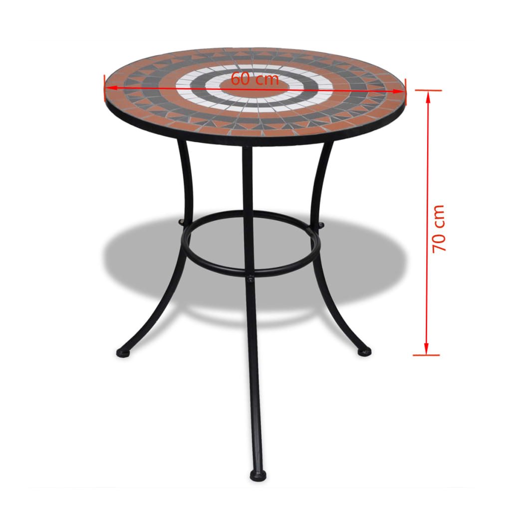 -Delige Bistroset Keramische Tegel Terracotta en wit Rond