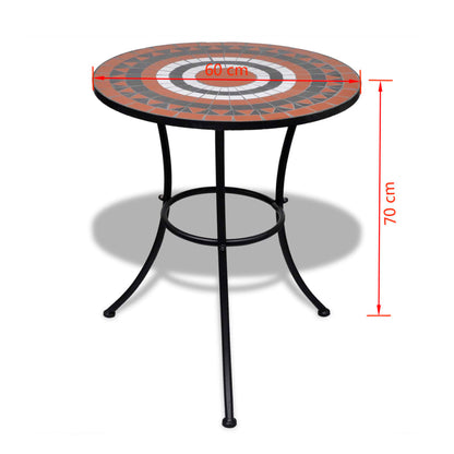 -Delige Bistroset Keramische Tegel Terracotta en wit Rond