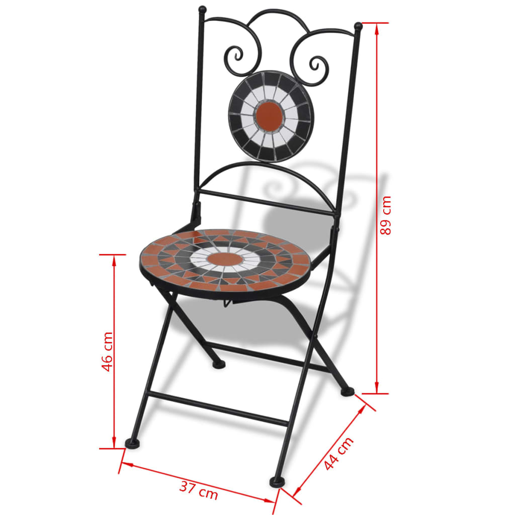 -Delige Bistroset Keramische Tegel Terracotta en wit Rond