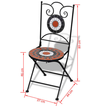 -Delige Bistroset Keramische Tegel Terracotta en wit Rond