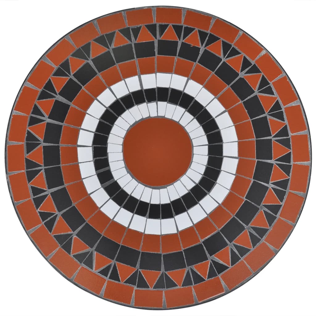 -Delige Bistroset Keramische Tegel Terracotta en wit Rond