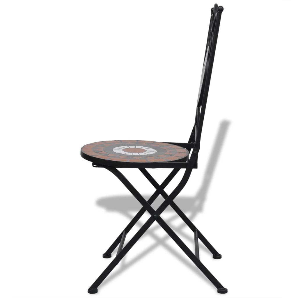 -Delige Bistroset Keramische Tegel Terracotta en wit Rond