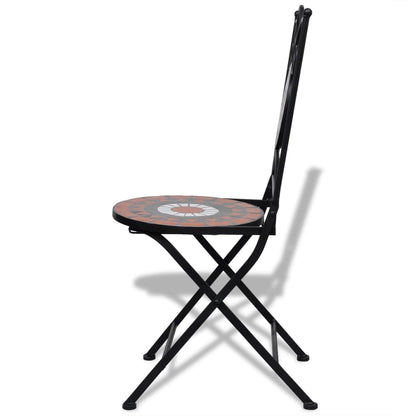 -Delige Bistroset Keramische Tegel Terracotta en wit Rond