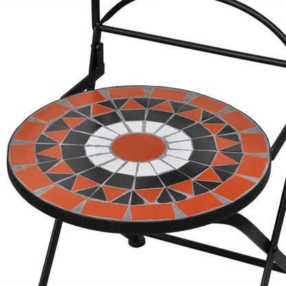 -Delige Bistroset Keramische Tegel Terracotta en wit Rond