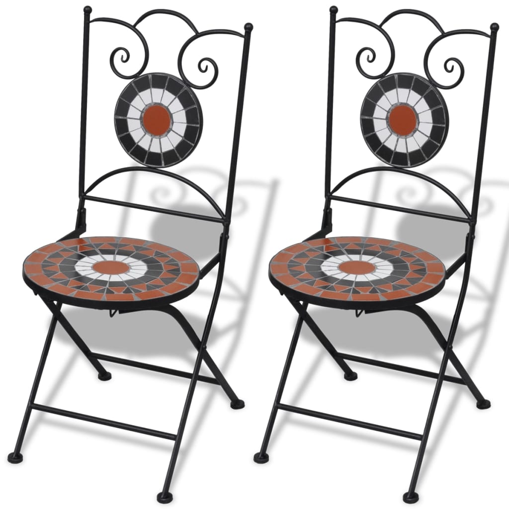 -Delige Bistroset Keramische Tegel Terracotta en wit Rond