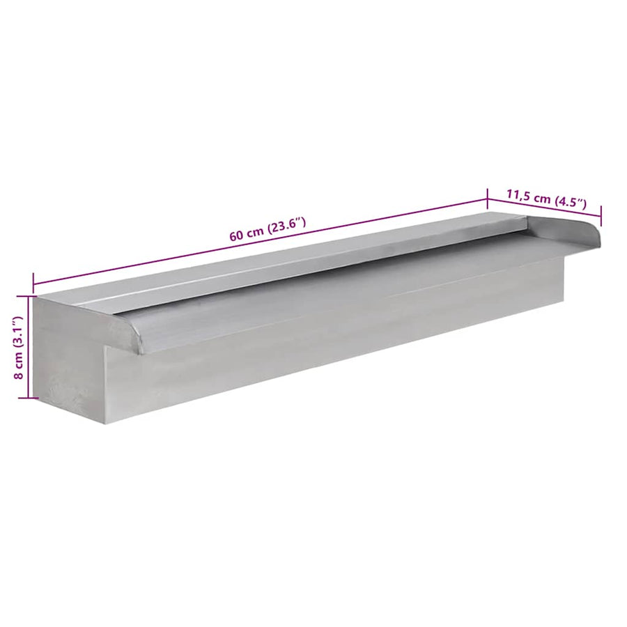 Zwembadwaterval rechthoekig 60 cm roestvrij staal