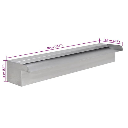 Zwembadwaterval rechthoekig 60 cm roestvrij staal