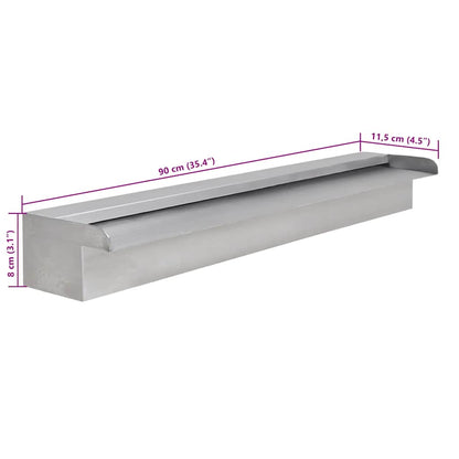 Zwembadwaterval rechthoekig 90 cm roestvrij staal