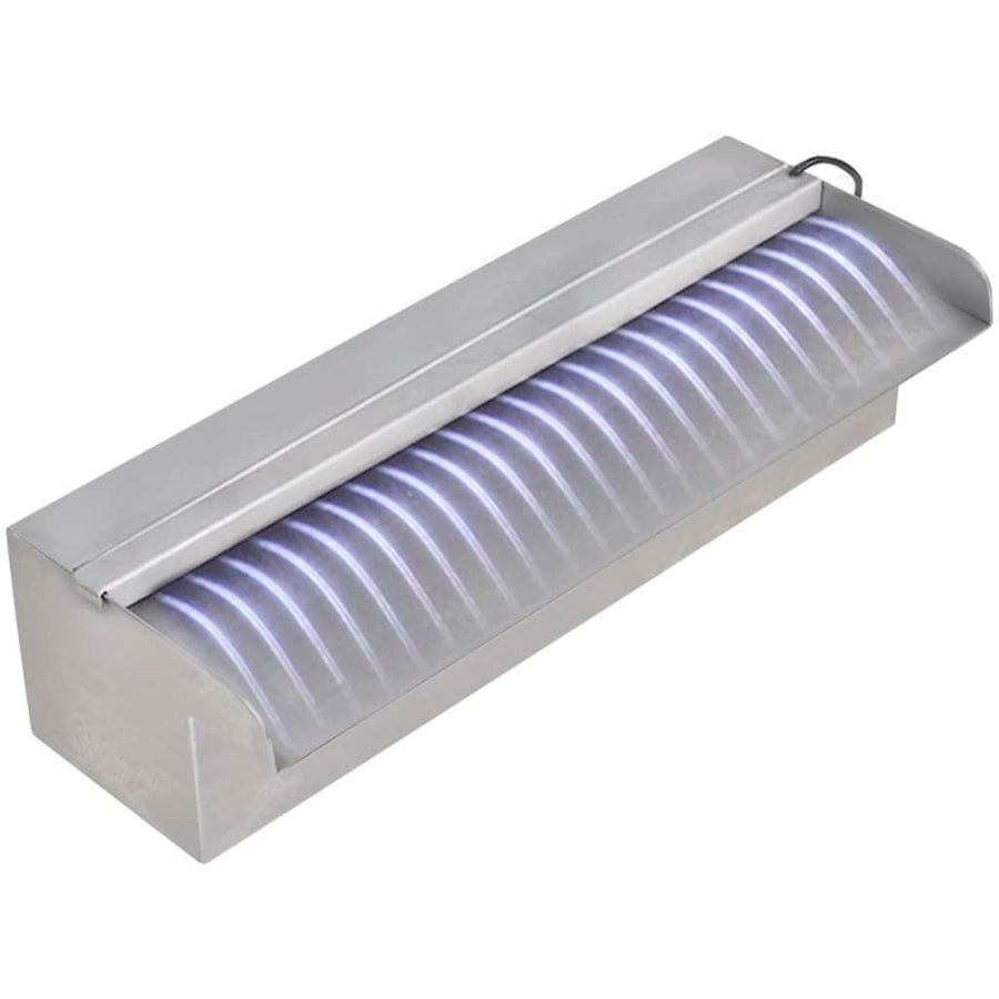 Zwembadwaterval 'S Rechthoekig Roestvrij Staal 30 cm met LED