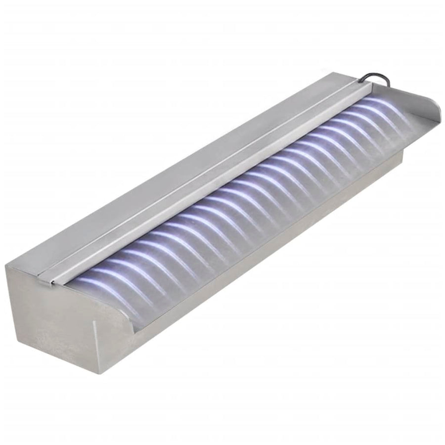Zwembadwaterval 'S Rechthoekig Roestvrij Staal 45 cm met LED