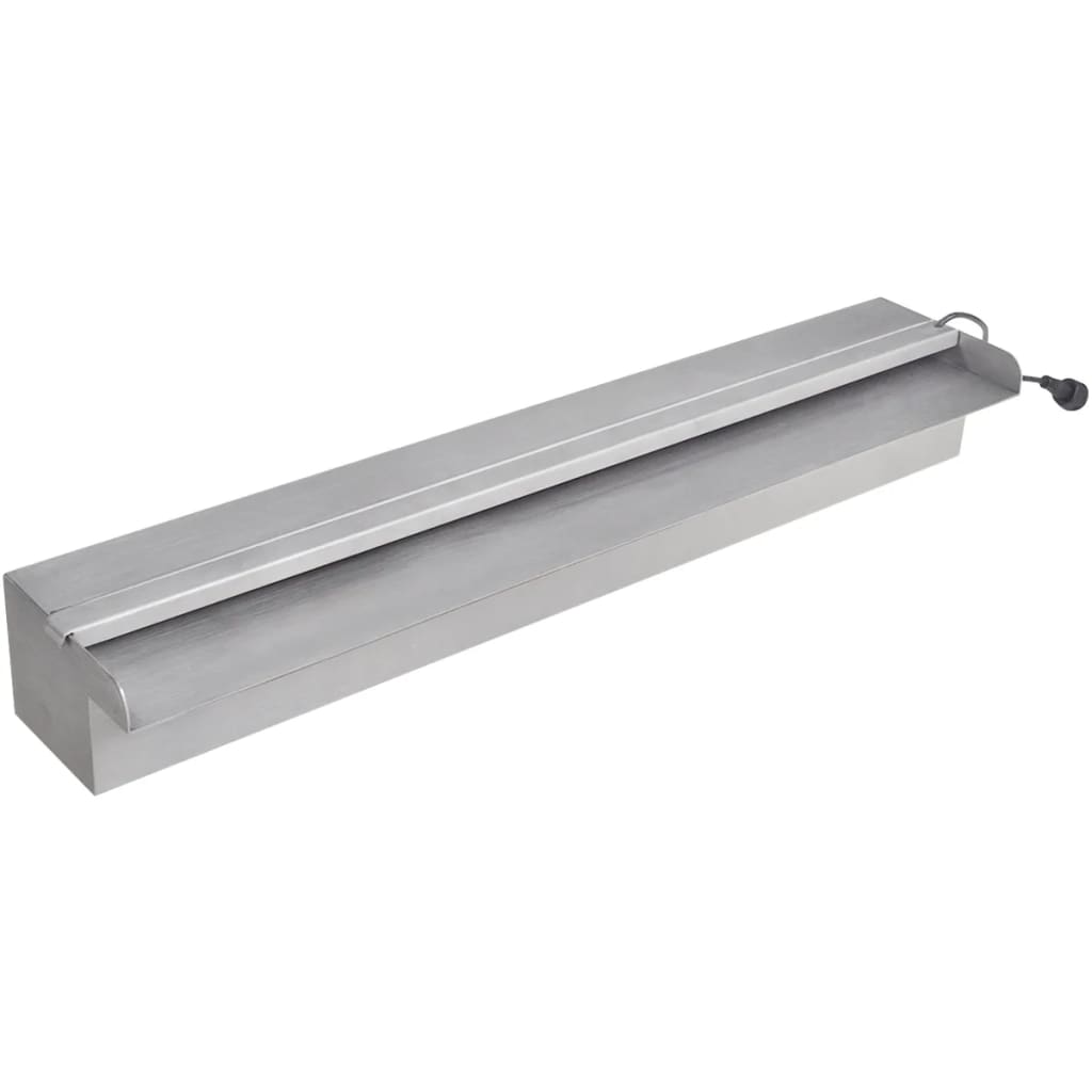 Zwembadwaterval 'S Rechthoekig Roestvrij Staal 60 cm met LED