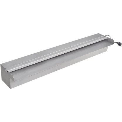 Zwembadwaterval 'S Rechthoekig Roestvrij Staal 60 cm met LED