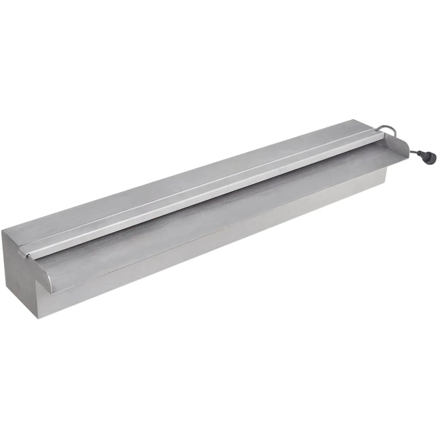Zwembadwaterval 'S Rechthoekig Roestvrij Staal 60 cm met LED