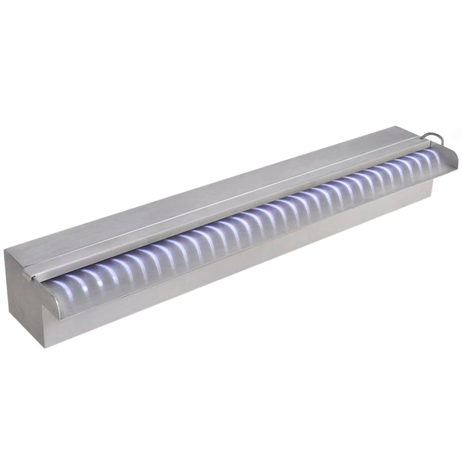Zwembadwaterval 'S Rechthoekig Roestvrij Staal 60 cm met LED